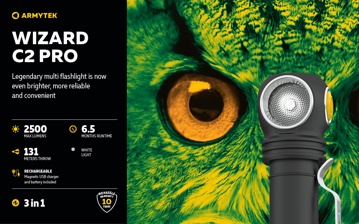 Armytek Wizard C2 Pro Magnet USB - LED Headlamp | Armytek.com